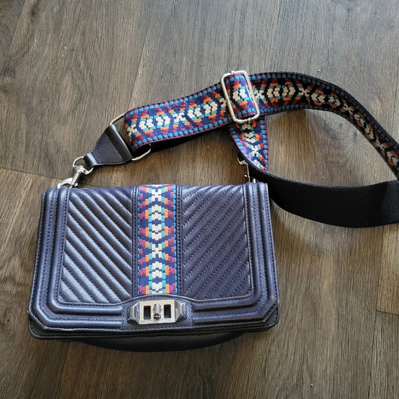 REBECCA MINKOFF Jacquard Love Crossbody With Guitar Strap...